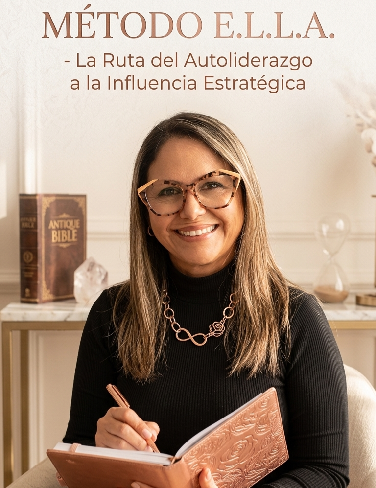 Catherine Peña, mentora del Método E.L.L.A., con su cuaderno